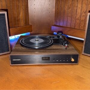 Crosley Alto Vinyl Record Player with Speakers Wood-Finish